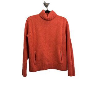Guide Series Turtle Neck Orange Sweater With Pockets Women Large Lambs Wool